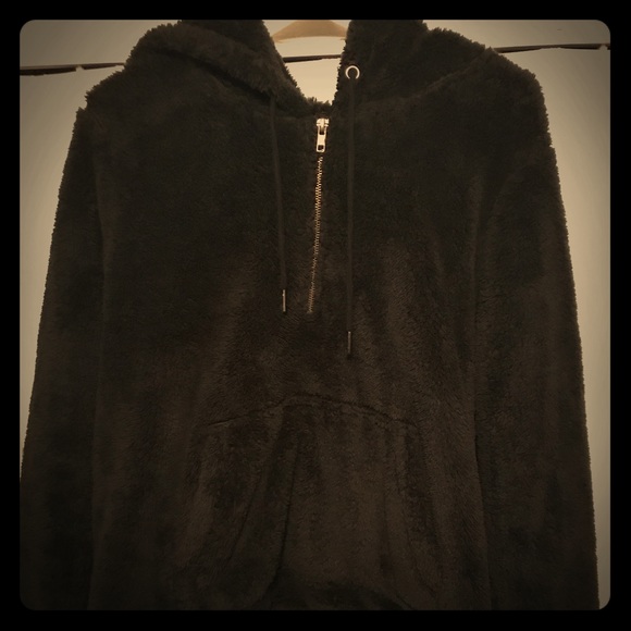 half zip fluffy jacket